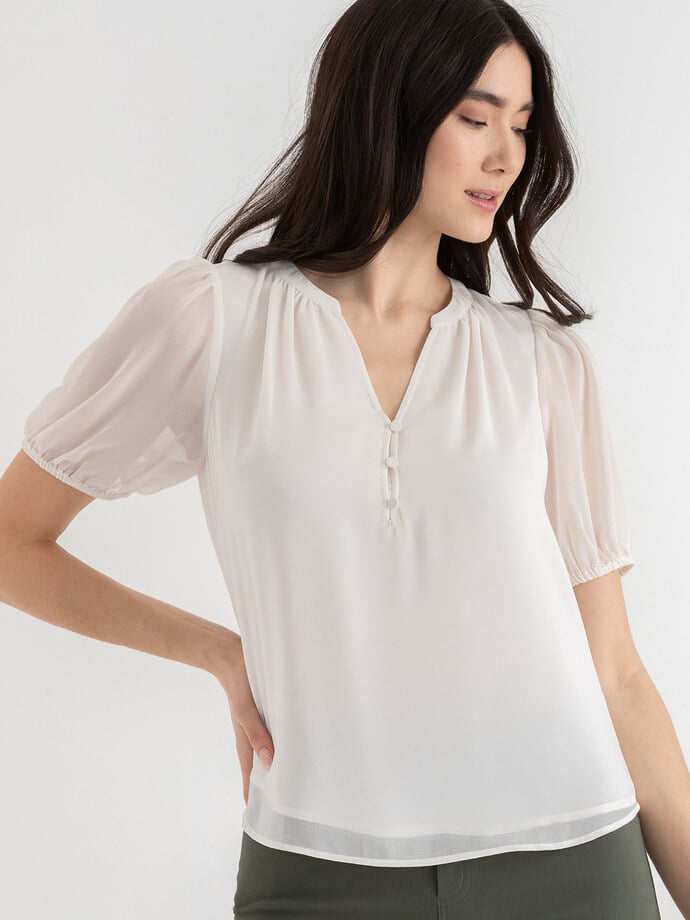 Short Sleeve Blouse with Buttons Image 3