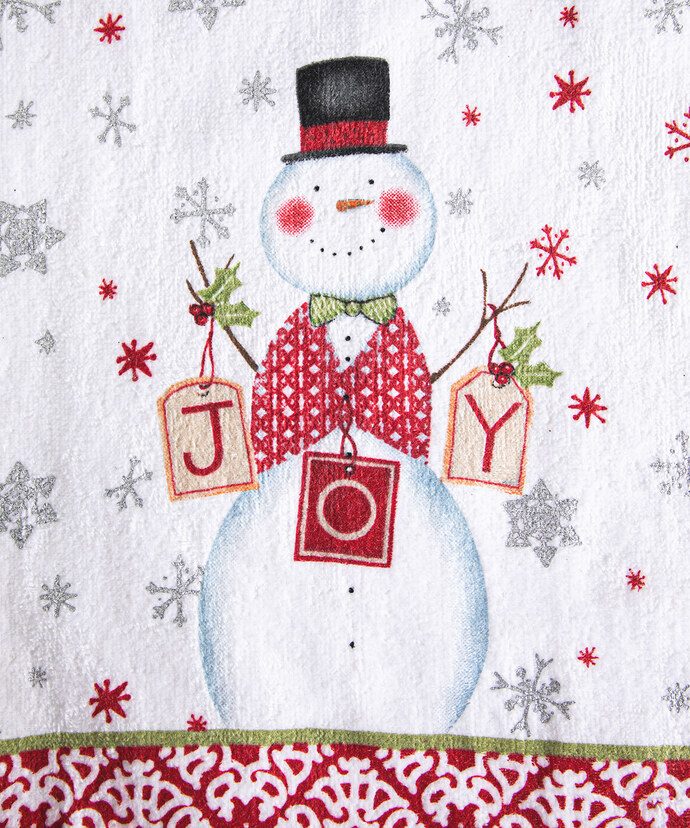 Festive Snowman Kitchen Towel Image 1