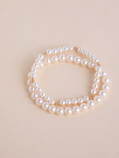 2-Pack Pearl Bracelets, Ivory