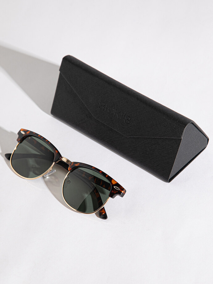 Clubmaster Frame Sunglasses with Case Image 4