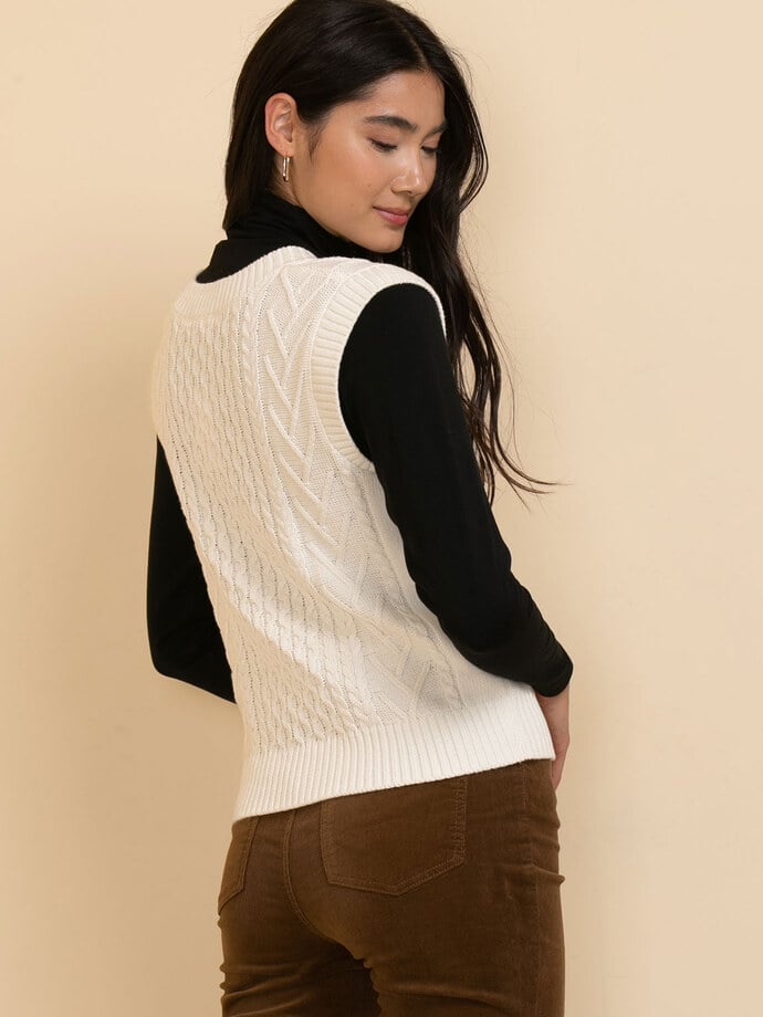Cable Knit V-Neck Sweater Vest Image 4