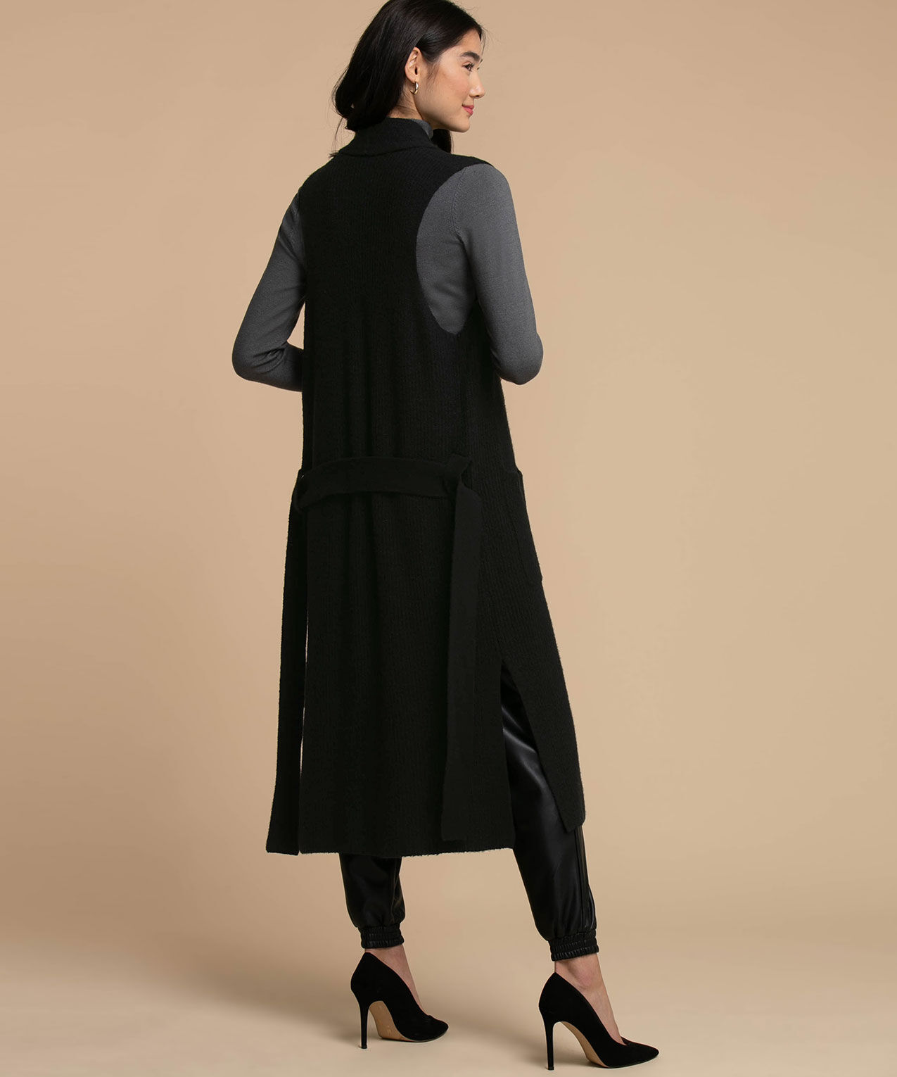Black duster vest new arrivals