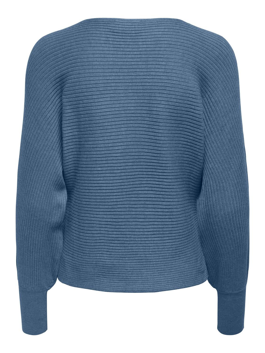 Blue ribbed sweater top