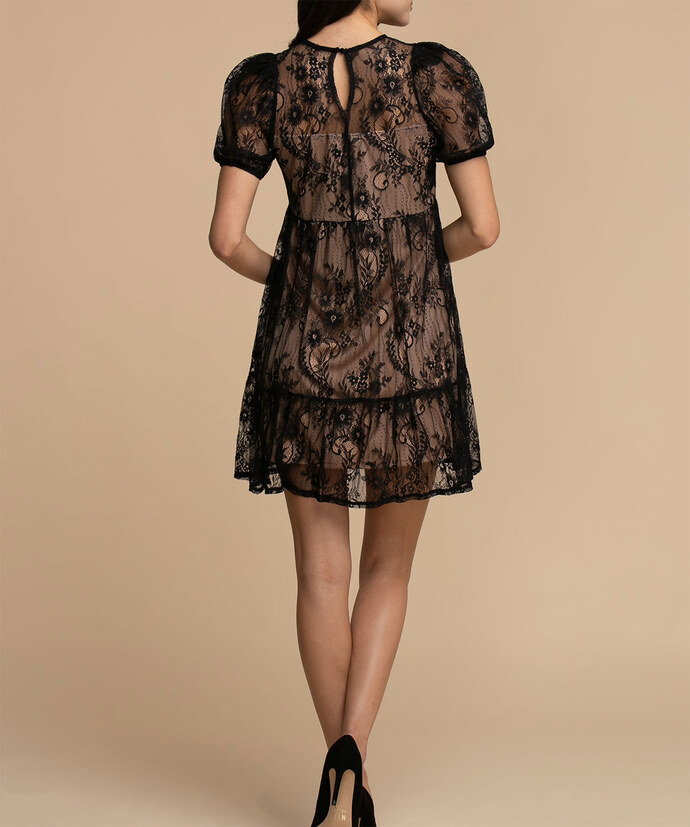 Tash + Sophie Puff Sleeve Lace Overlay Dress Image 4
