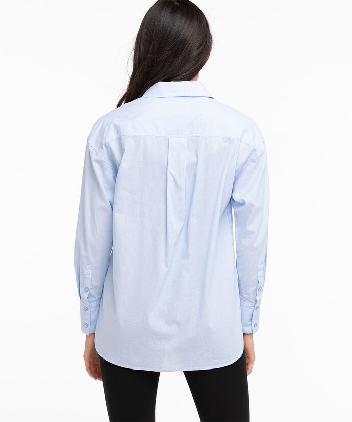 Blue Oversized Long Sleeve Collared Shirt Image 4