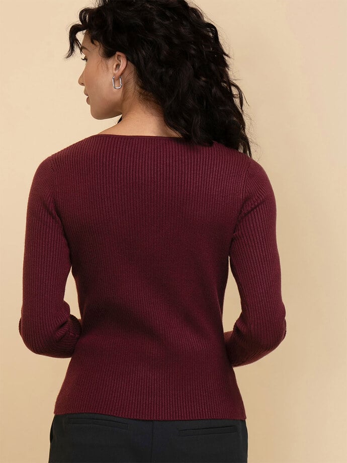 Ribbed Boat Neck Sweater Image 4