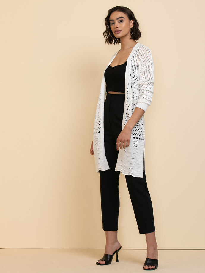 Pointelle Open Duster Cardigan Image 2