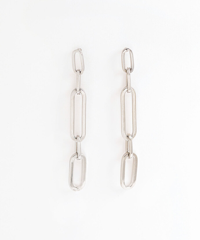 Silver Chain Link Drop Earring Image 2