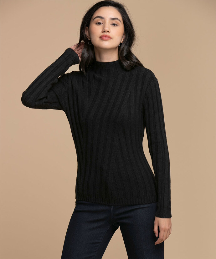 Femme By Design Ribbed Mock Neck Sweater Image 2