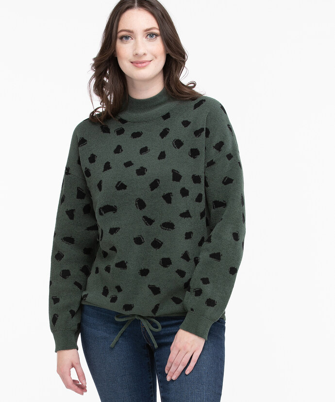 Mock Neck Drawstring Sweater Image 1