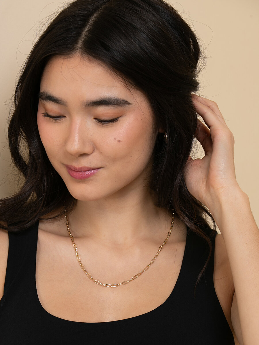 Gold Layered Cubic Zirconia + Paperclip Necklaces