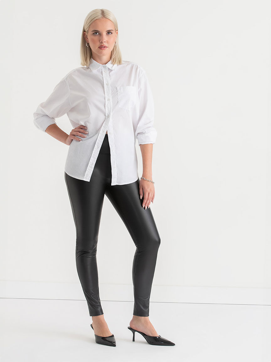 Black faux leather jeggings shop