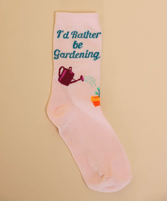 Pink "I'd Rather Be Gardening" Socks Image 2