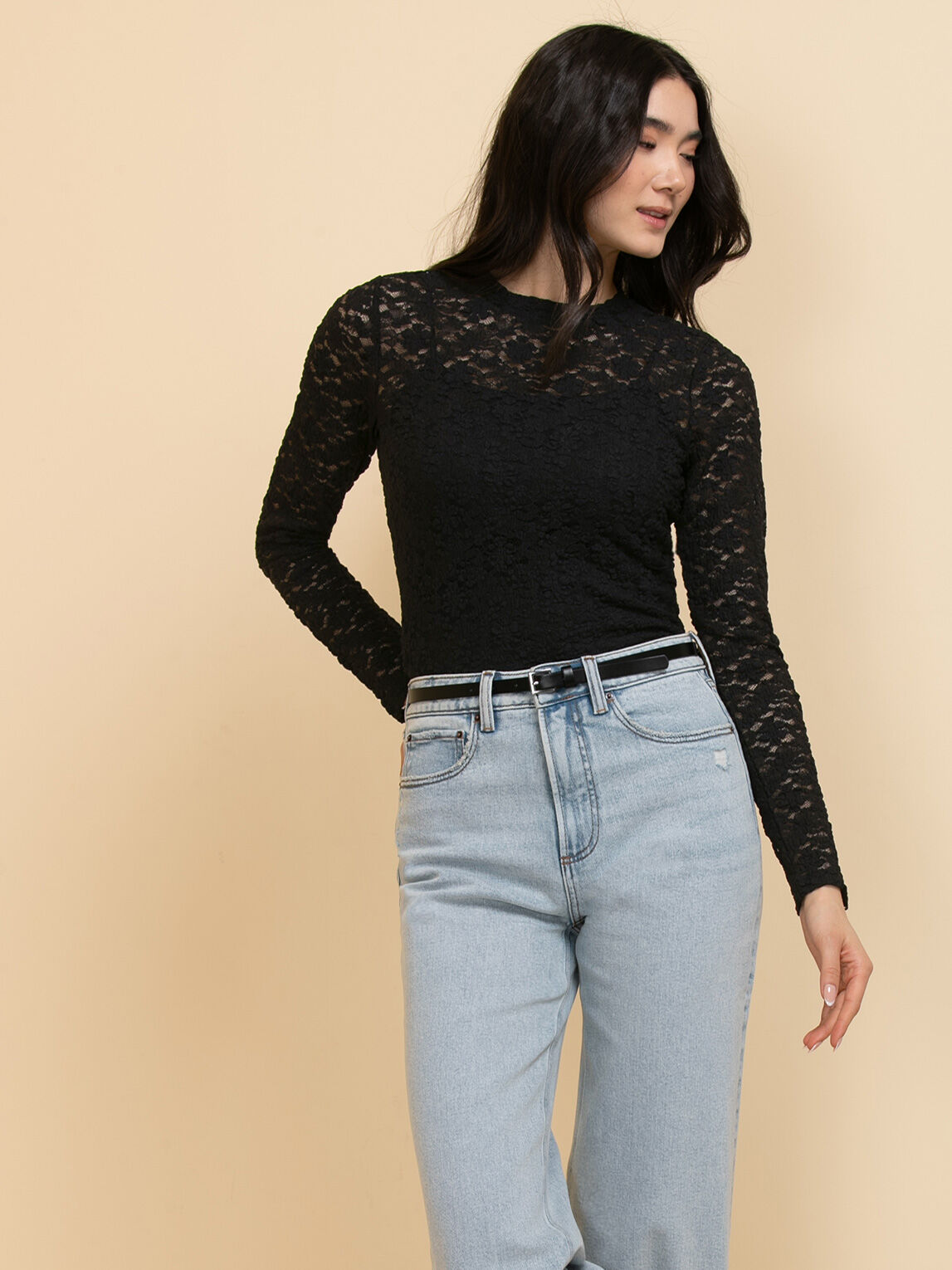 Long Sleeve Lace Blouse with Cami Rickis