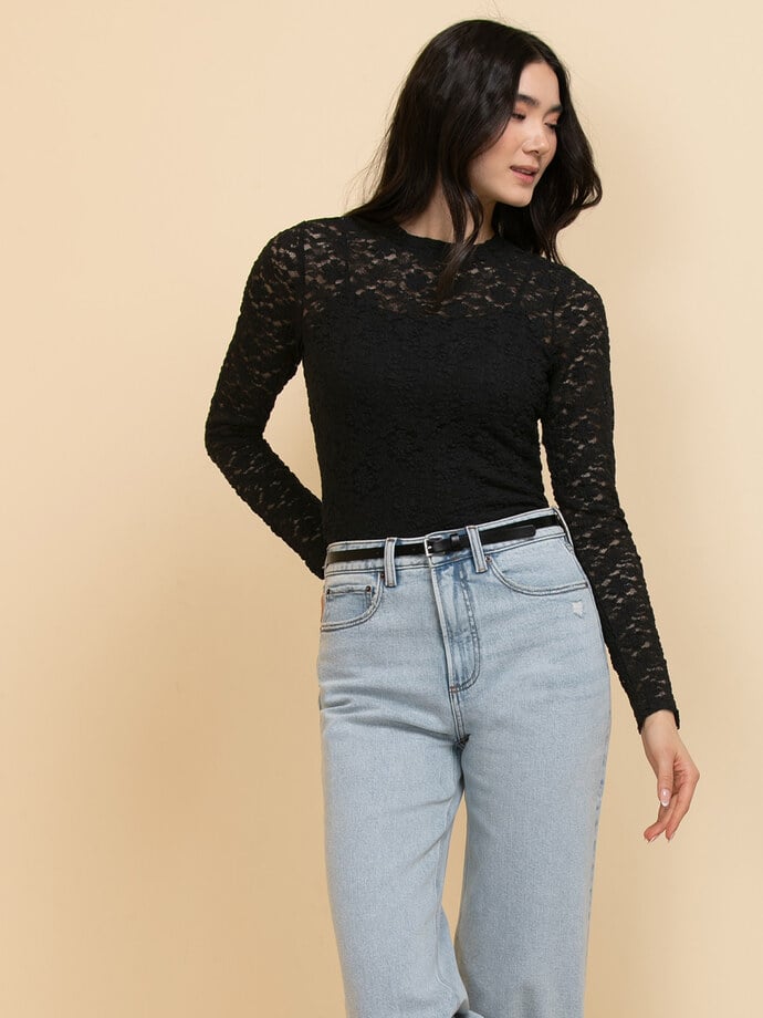Long Sleeve Lace Blouse with Cami Image 1