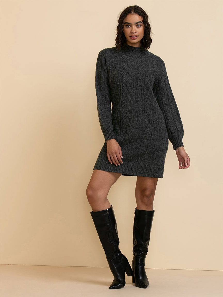 Black cable knit sweater dress sales