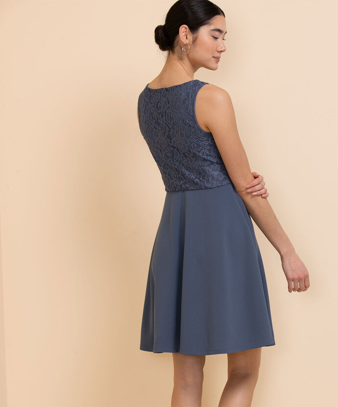 Sleeveless Lace Bodice Fit & Flare Dress Image 4