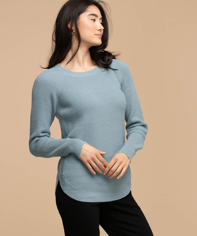 Waffle Knit Shirttail Sweater Image 4
