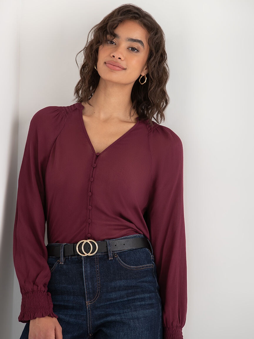 Tunic Blouse with Covered Buttons | Rickis Tunic Blouse with Covered Buttons | Rickis