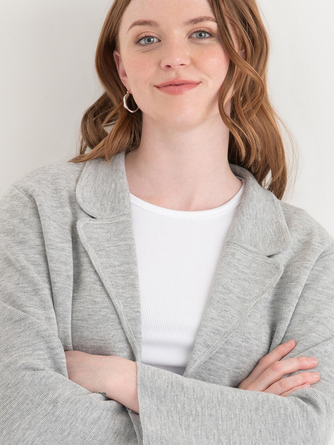 Notched Lapel Blazer Sweater