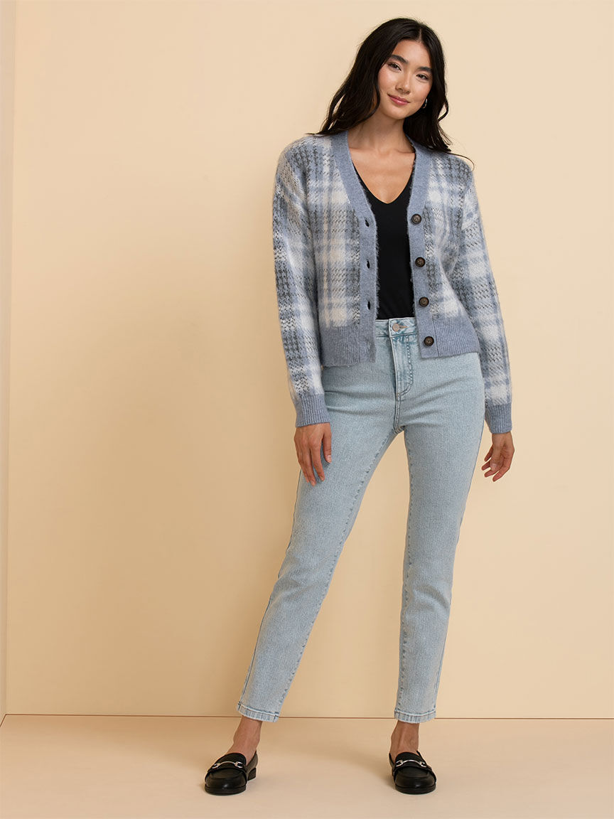 Brushed Plaid Cardigan Rickis