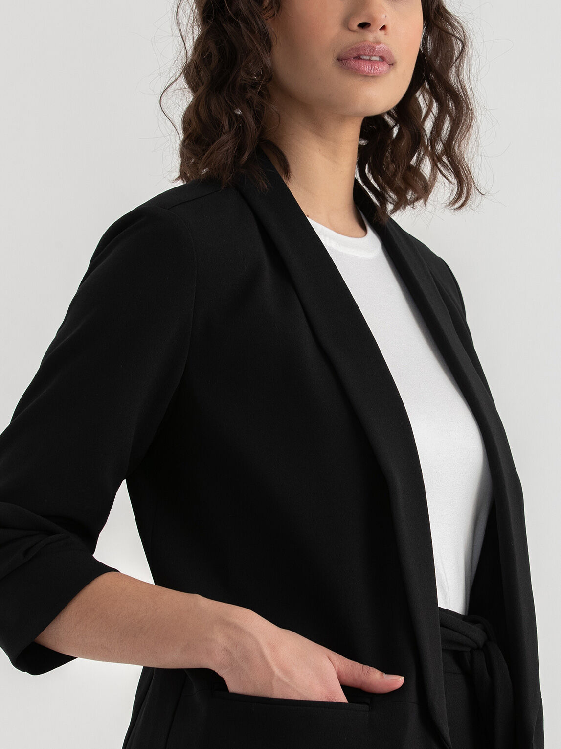 Long open front blazer clearance