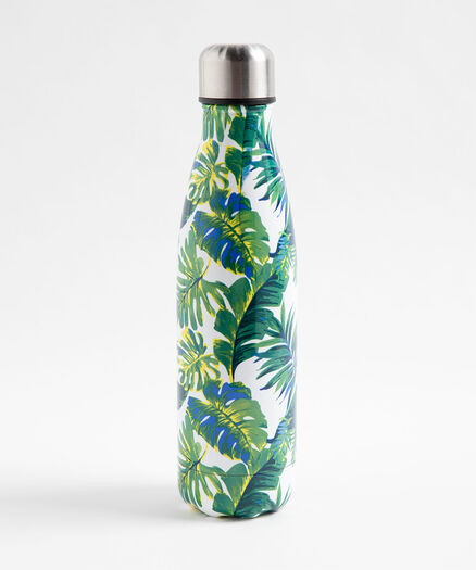 Patterned Insulated Water Bottle, Palm Fronds