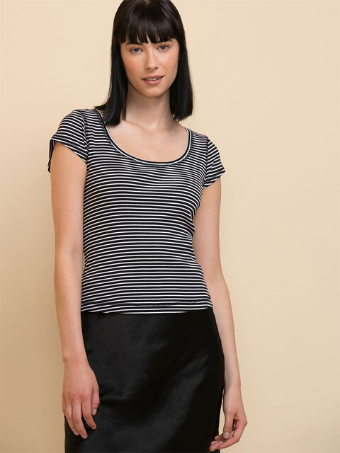 Fitted Scoop-Neck Cap Sleeve Top