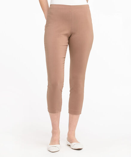 Microtwill Skinny Cropped Pants, Raw Umber