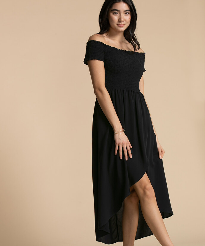 Smocked Off-Shoulder Asymmetrical Dress Image 4