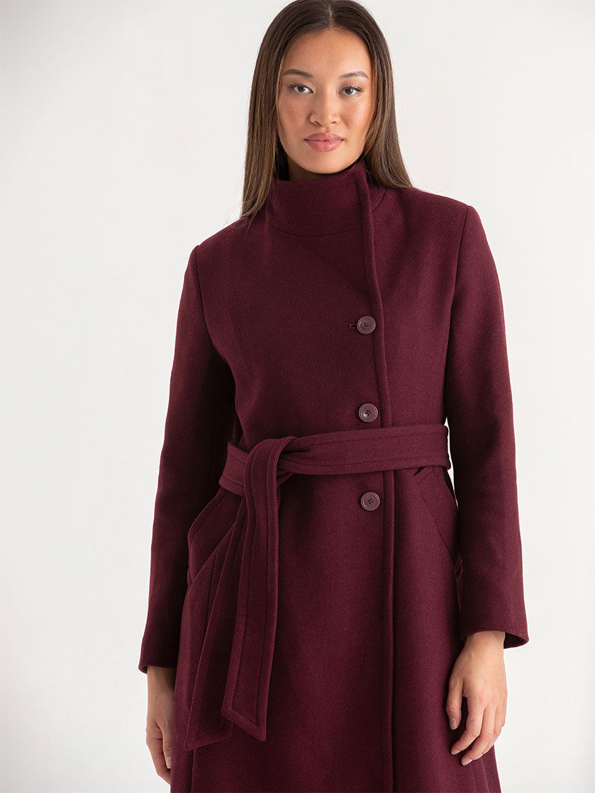 Maroon wrap coat clearance