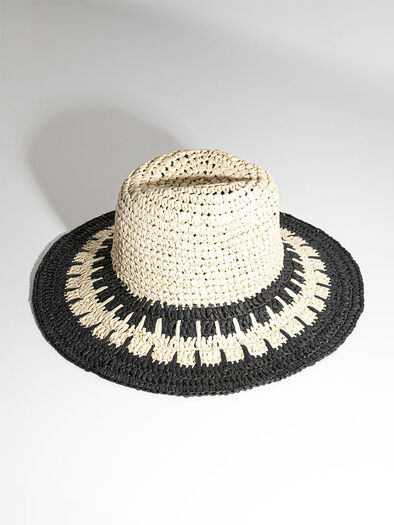 Wide Brim Straw Hat, Black Wide Brim Straw Hat, Black