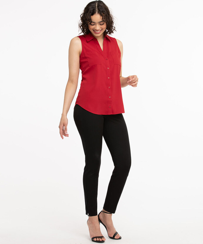 Sleeveless Button Front Collared Shirt Image 5