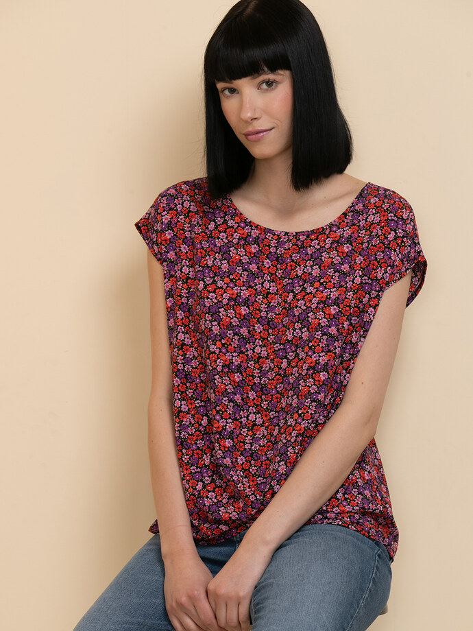 Short Sleeve Twist Front Print Blouse by Ripe Image 1