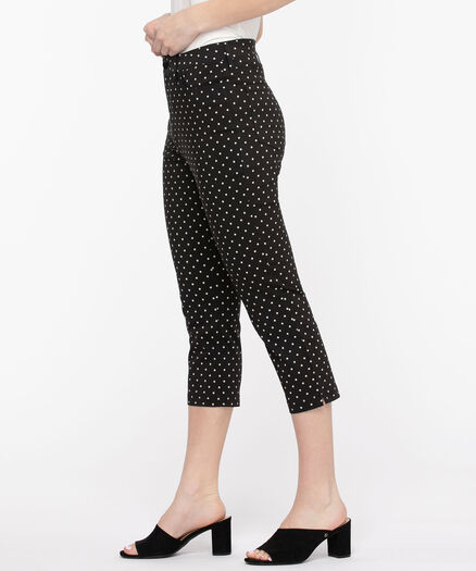 Microtwill Pull-On Crop Pant, Black/White Dot