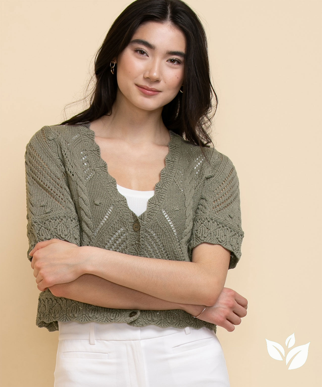 Open Stitch Button Up Crop Cardigan Rickis