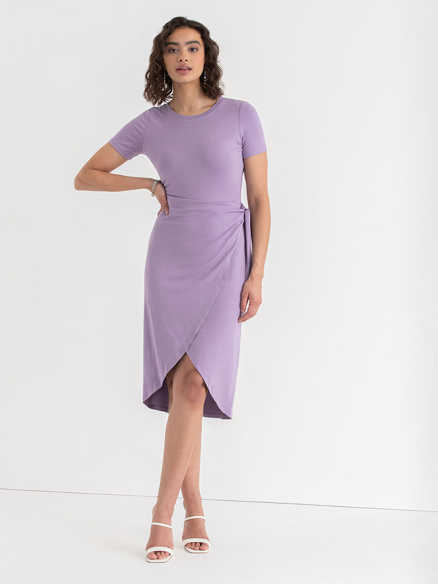 Crew Neck Short Sleeve Side Tie Dress Rickis