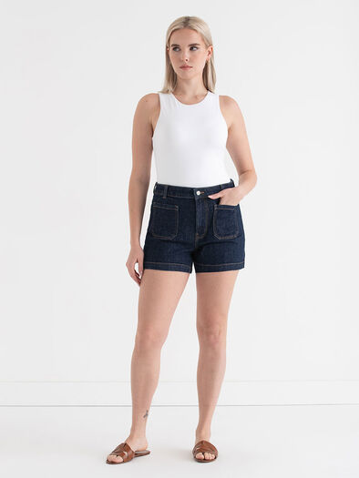 Patch Pocket Jean Shorts, Midnight Patch Pocket Jean Shorts, Midnight