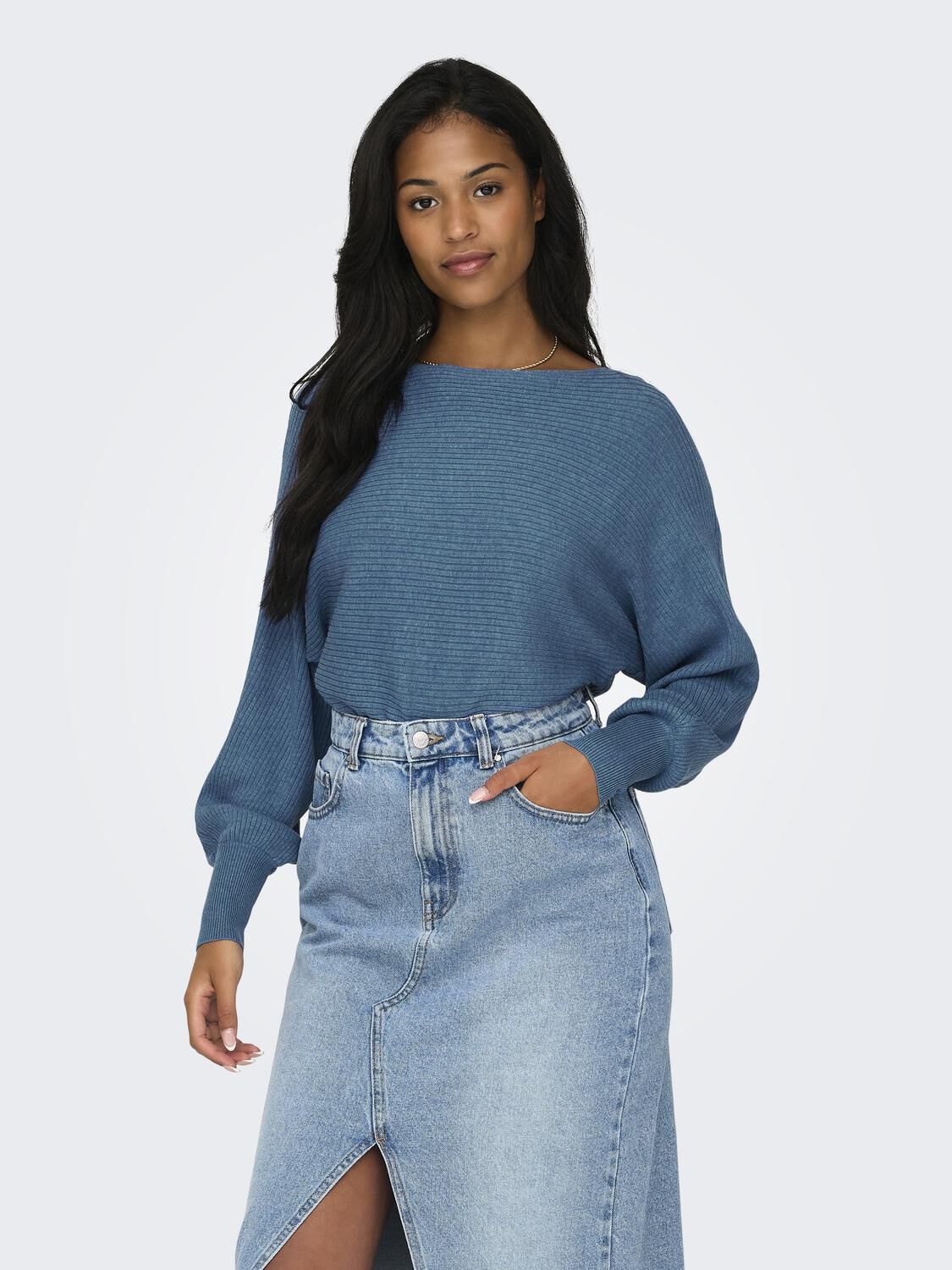 Blue ribbed sweater 2025