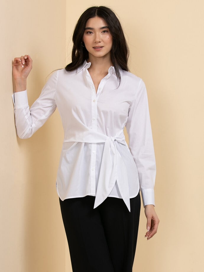 Collared Blouse with Tie Waist Image 4