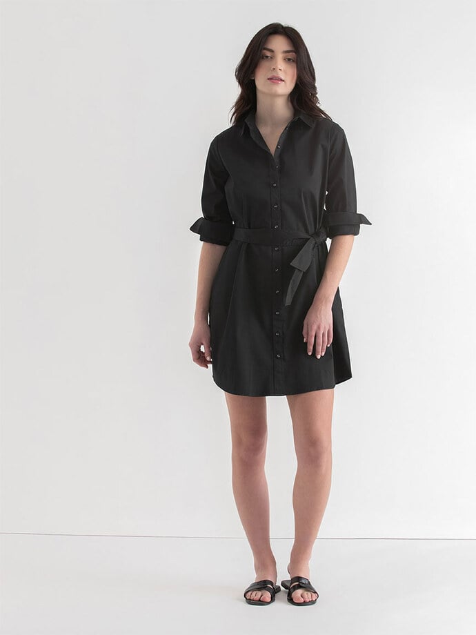 Roll Sleeve Shirtdress with Belt Image 1