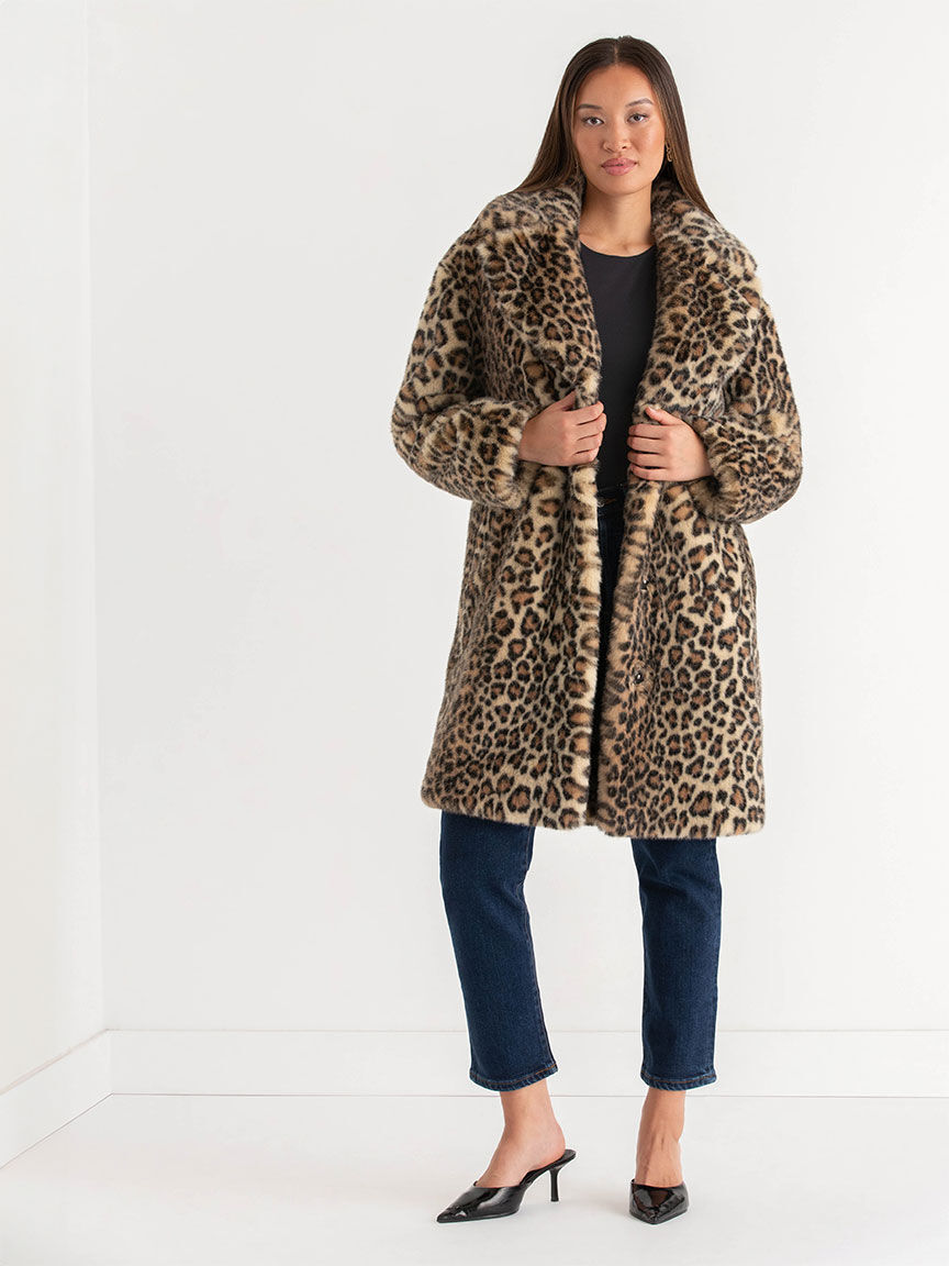 Stella Faux Fur Coat Ricki s Size L Leopard Colour