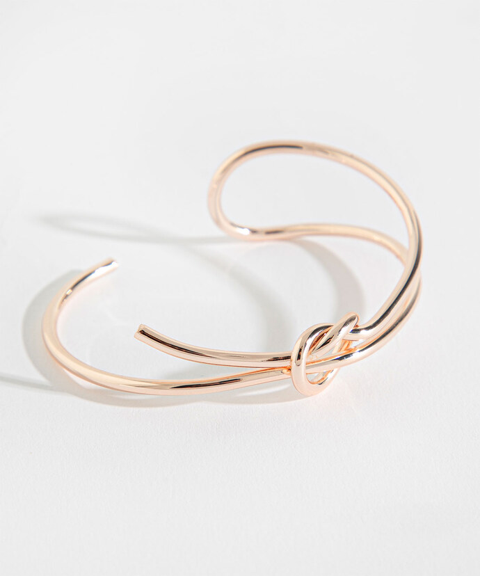 Rose Gold Knotted Wire Cuff Bracelet Image 2