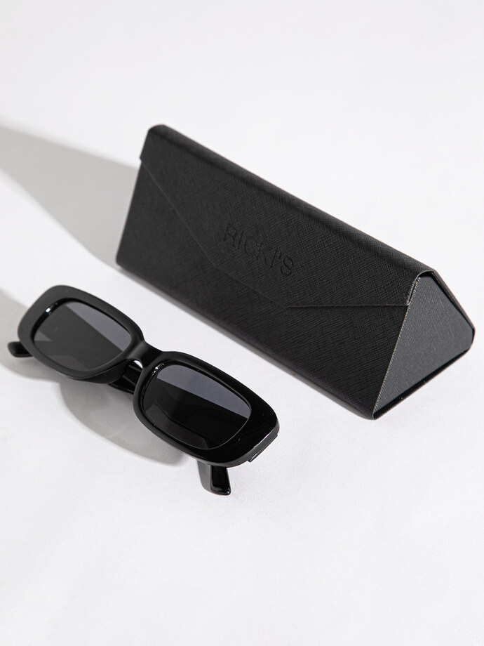 Rectangle Frame Sunglasses with Case Image 4