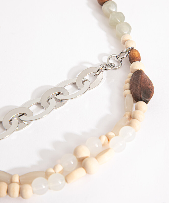 Layered Wooden Bead Necklace Image 3
