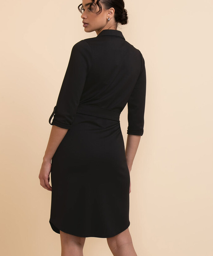 3/4 Sleeve Collared Dress with Belt Image 3