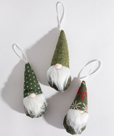 Plush Gnome Ornament 3-Pack, Green