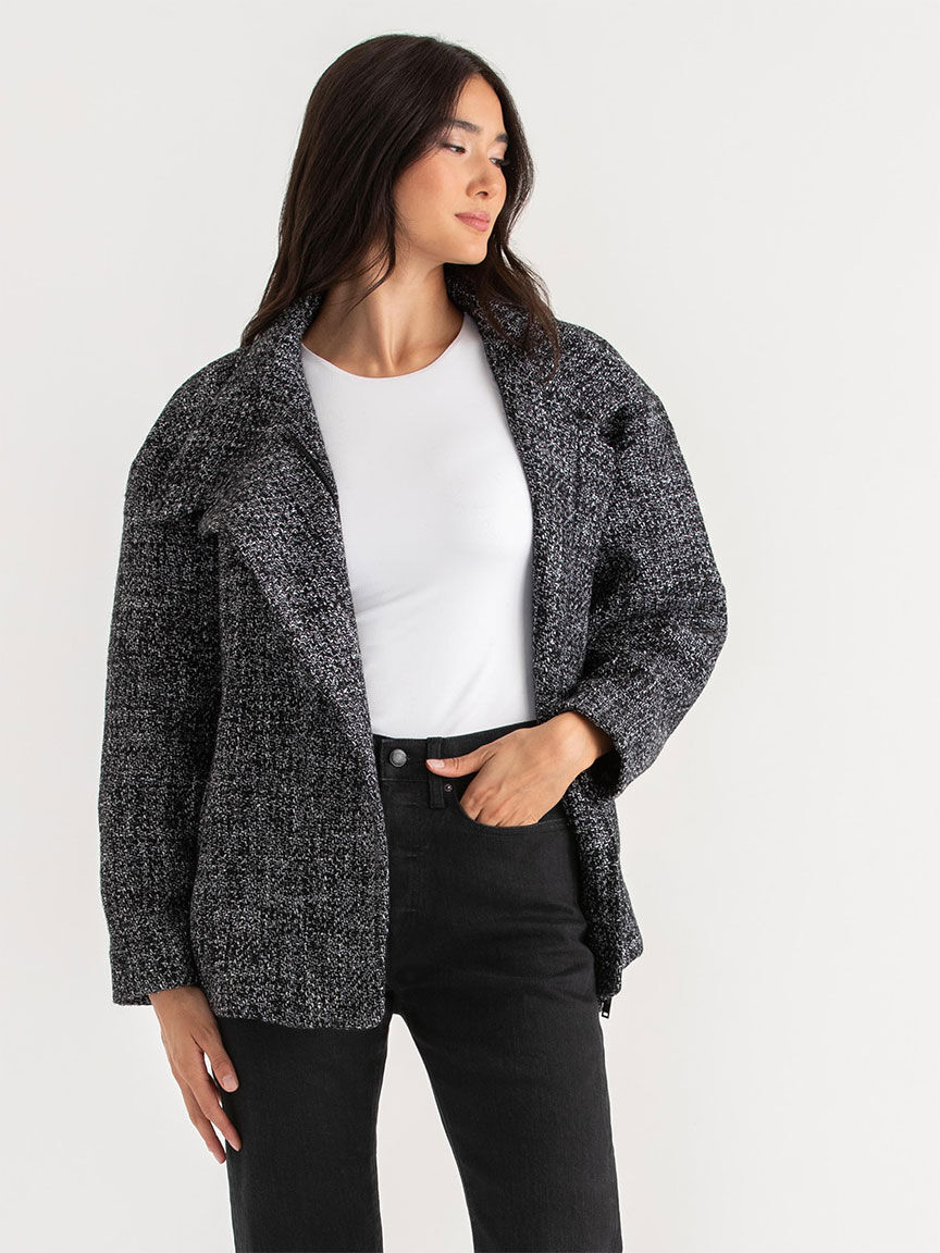 Black wrap wool coat womens hot sale