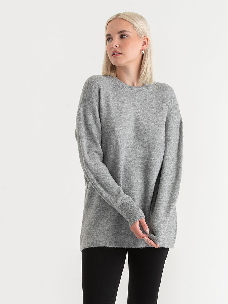 Relaxed Mossy Tunic Sweater Ricki s Size M Light Heather Grey Colour