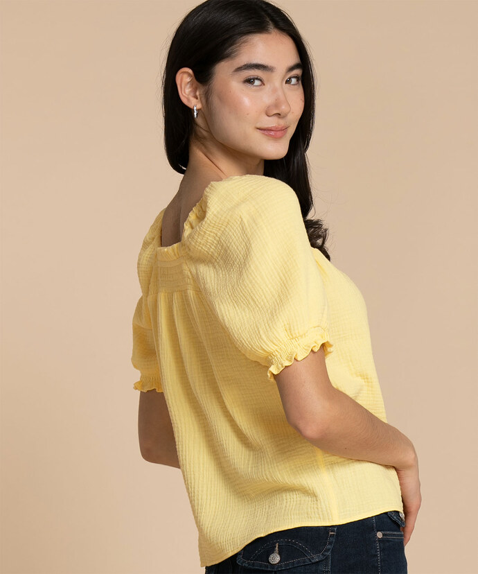 Cotton Puff-Sleeve Blouse Image 1